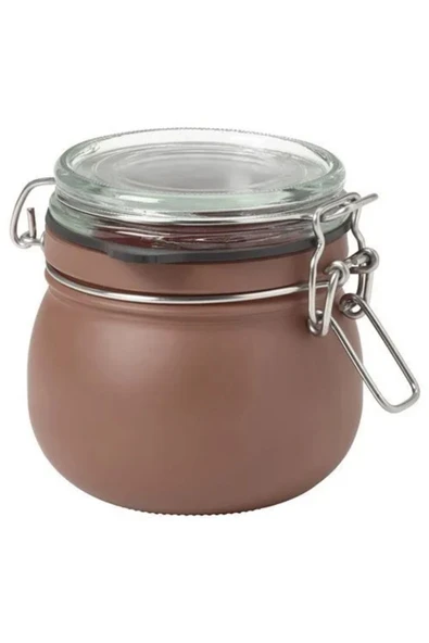 Kapaklı Cam Kavanoz, Kahverengi-Kırmızı, 0,5 lt KORKEN ürün görseli