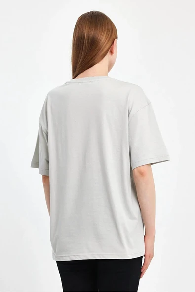 Sportuel Oversize Kadın Tişört P-008393 - 4