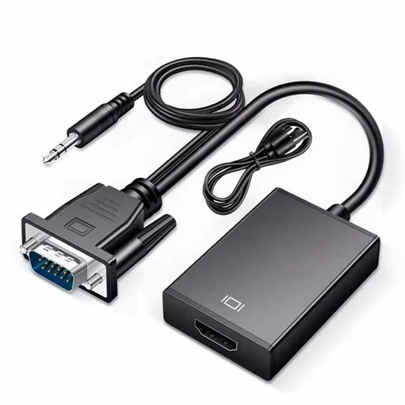 X-Level XCC7804 Ses Girişli VGA TO HDMI Dönüştürücü (45 CM AUX Kablo 15 CM VGA Kablo) - 1