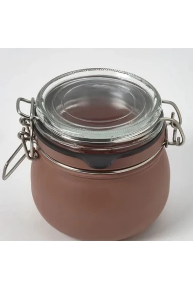 Kapaklı Cam Kavanoz, Kahverengi-Kırmızı, 0,5 lt KORKEN - Resim 4