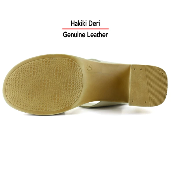 Erkan Saçmacı Ofelia Bej Hakiki Deri Delik Detaylı Tokalı Topuklu Sandalet - 6