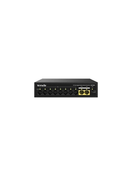 Tenda S110PC 10 Port 8 Port Poe+ 10/100 Mbps + 2 Port Uplink Switch Çelik Kasa Rack Mount
