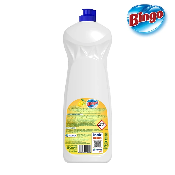 Bingo Sıvı Elde Bulaşık Deterjanı Limon 650ml X 4 Adet - 3