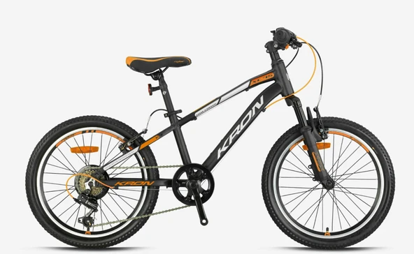 KRON XC 75 20 JANT 7 VİTES V FREN SHIMANO SİSTEM ALÜMİNYUM ÇOCUK BİSİKLETİ MAT SİYAH-GRİ/NEON TURUNCU (KRN25-029) - 1