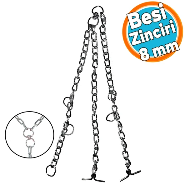 Besi Zinciri Yüksek Kalite Bükülü 2.5 Kg 8 mm 70 x 100 cm Büyük Baş Hayvan Kurbanlık Zincir - 1
