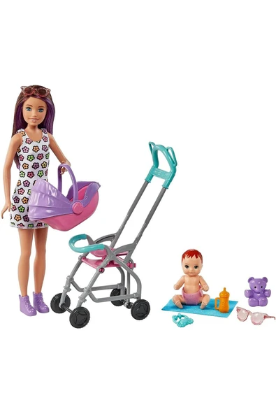 Barbie® Skipper® Bebek Bakıcısı™ Mor Saçlı Bebek ve Oyun Seti | GXT34