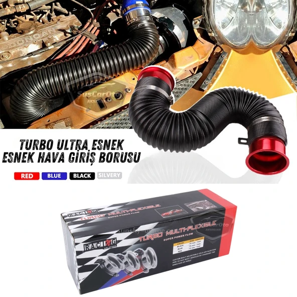 Universal Akordiyon Açık Hava Filtre Borusu Performans ve Ses Arttırıcı Uzayan Esnek Hortum 75 mm Hava Filtre Uzatma Sprali Mavi - 6