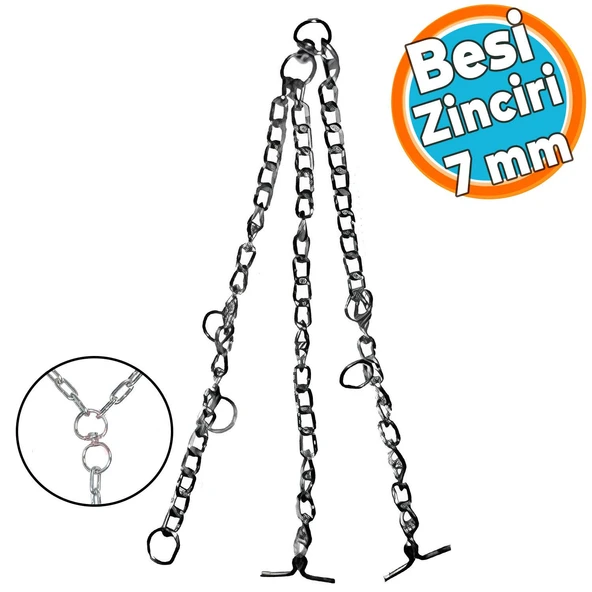 Besi Zinciri Yüksek Kalite Bükülü 2.5 Kg 7 mm 70 x 100 cm Küçük-Büyük Baş Hayvan Kurbanlık Zincir - 1