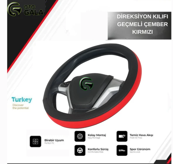 DİREKSİYON KILIFI GEÇMELİ ÇEMBER KIRMIZI