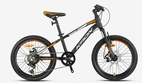 KRON XC 75 20 JANT 7 VİTES MEKANİK DİSK FREN SHIMANO SİSTEM ALÜMİNYUM ÇOCUK BİSİKLETİ MAT SİYAH-GRİ/NEON TURUNCU(KRN25-034)