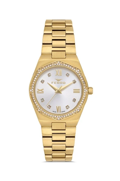 Ferro FL21518AWT-B Quartz Çelik Altın Rengi 30 mm Kadın Kol Saati