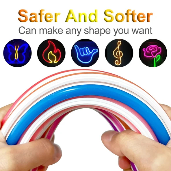 Turuncu 6mm İkinci Nesil Silikon Neon LED Şerit Kılıfı 5 Metre Difüzör Tüp (LED Hariç) - 3