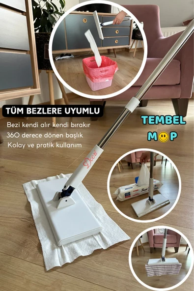 Tembel Mop Tüm Bezleri Kendi Alabilen Otomatik Mop Yüzey Temizlik Havlusu Kullan At Bezler Için