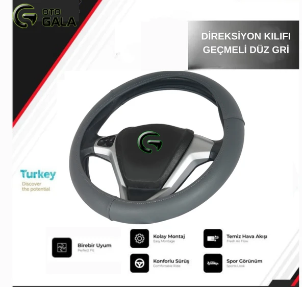 DİREKSİYON KILIFI GEÇMELİ DÜZ GRİ