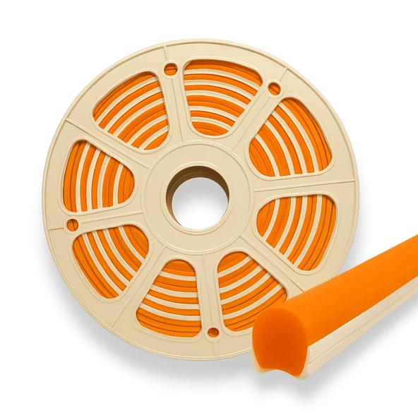 Turuncu 6mm İkinci Nesil Silikon Neon LED Şerit Kılıfı 5 Metre Difüzör Tüp (LED Hariç)