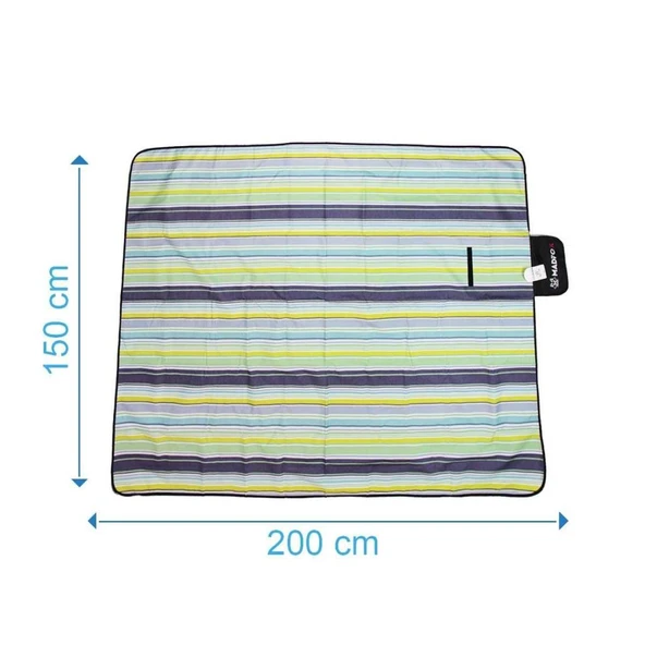 Piknik Kamp Örtüsü - Su Geçirmez - Madfox Skyloft - Blue Stripe - 546254 - Resim 4