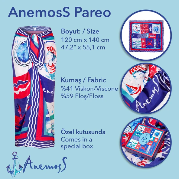 Anemoss Harmoni Pareo Lacivert 120*140 cm - 6