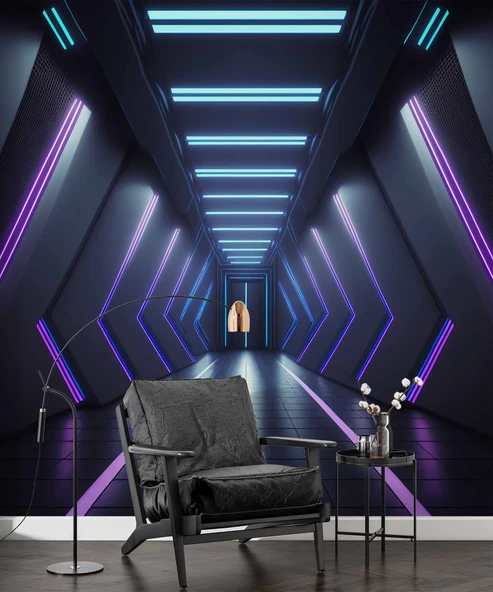 3D Derinlik Modern Koridor Duvar Kağıdı Baskı - Resim 6