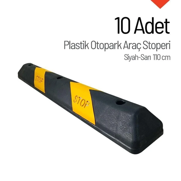 10'lu Set 110 cm Plastik Araç Stoperi – Siyah-Sarı Yüksek Görünürlük