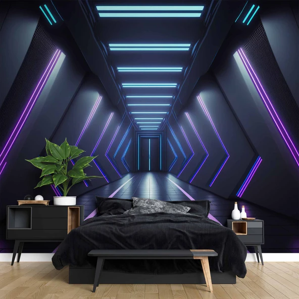 3D Derinlik Modern Koridor Duvar Kağıdı Baskı - Resim 2