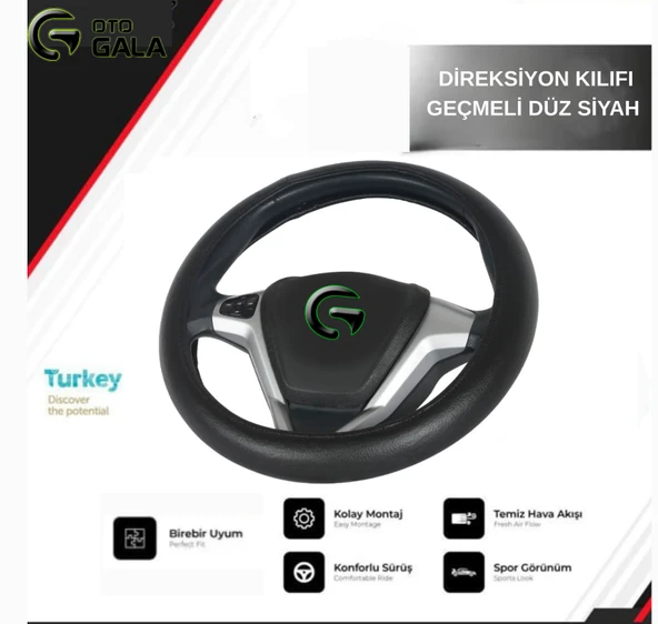 DİREKSİYON KILIFI GEÇMELİ DÜZ SİYAH
