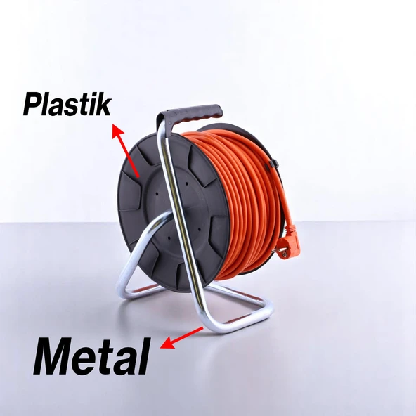 Makaralı Uzatma Kablosu 3x2.5 mm 50 Metre Termal Sigortalı 4 Prizli Monofaze Plastik Seyyar Makara - 3