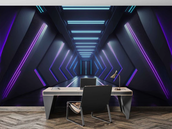 3D Derinlik Modern Koridor Duvar Kağıdı Baskı - Resim 4
