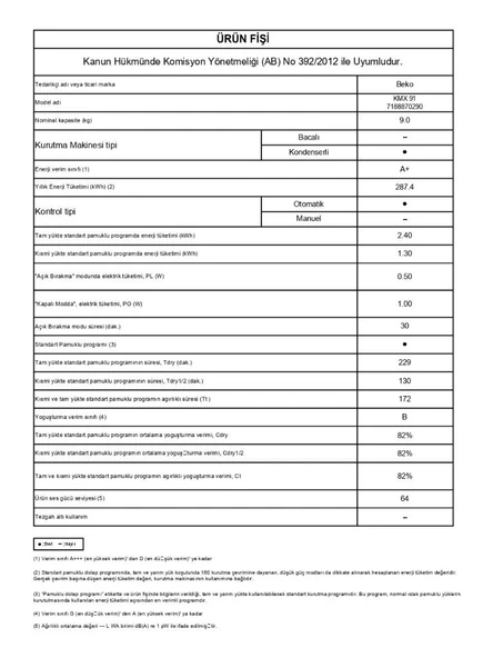 Beko KMX 91 9 kg Çamaşır Kurutma Makinesi - 4