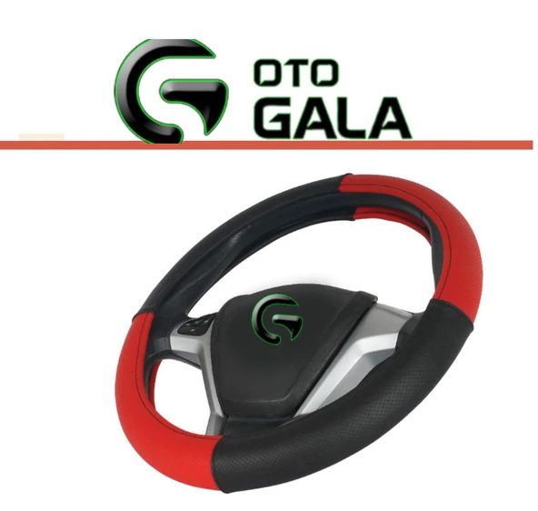 DİREKSİYON KILIFI GEÇMELİ MİNİBUS 42 CM 4 PARÇA SİYAH-KIRMIZI - 2