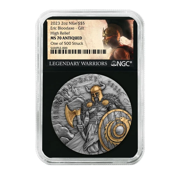 AgaKulche Eric Kanlı Balta Altın Kaplama NGC Sertifikalı Gümüş Sikke Coin