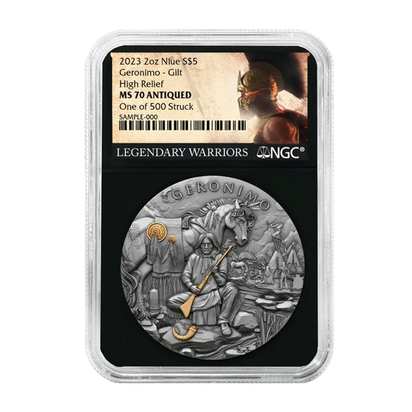 AgaKulche Geronimo Altın Kaplama NGC Sertifikalı Gümüş Sikke Coin