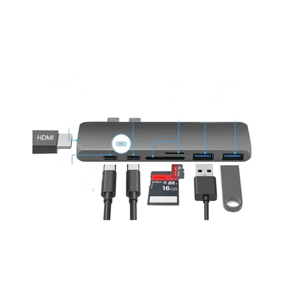 S Line Macbook TYPE C HDMI USB HUB CARD READER 7in1 - FHD0406