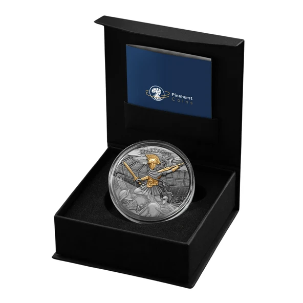 AgaKulche Spartacus Savaşçı Altın Kaplama Gümüş Sikke Coin - Resim 3