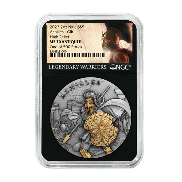 AgaKulche Achilles Altın Kaplama NGC Sertifikalı Gümüş Sikke Coin