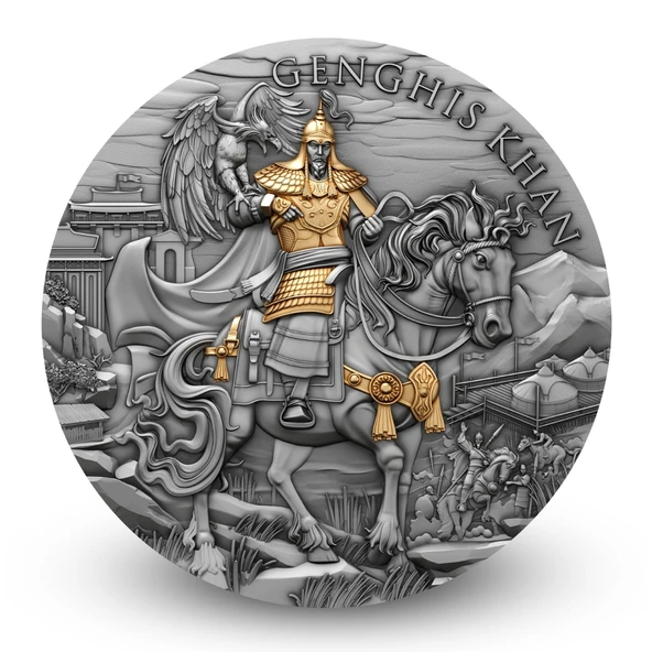 AgaKulche Cengiz Han Altın Kaplama Gümüş Sikke Coin ürün görseli 1