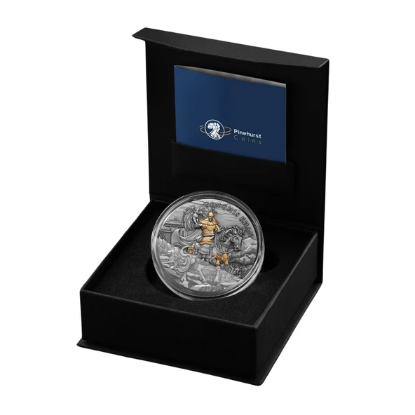 AgaKulche Cengiz Han Altın Kaplama Gümüş Sikke Coin - Resim 3