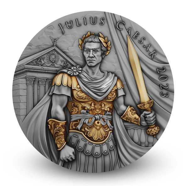 AgaKulche Julius Sezar Altın Kaplama NGC Sertifikalı Gümüş Sikke Coin - 3