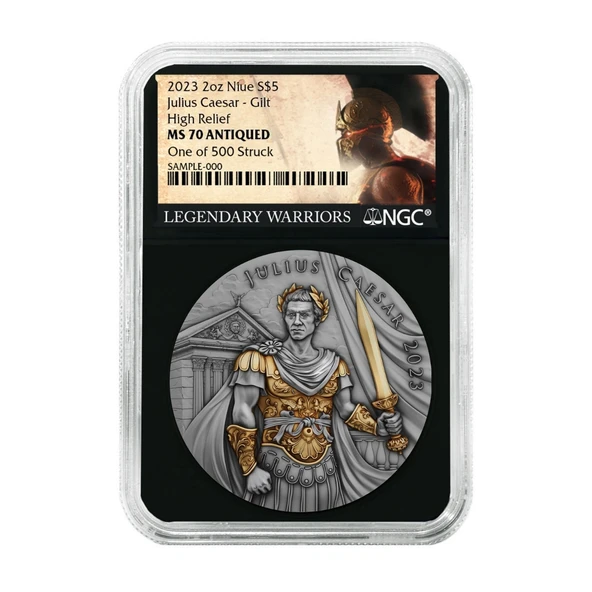 AgaKulche Julius Sezar Altın Kaplama NGC Sertifikalı Gümüş Sikke Coin