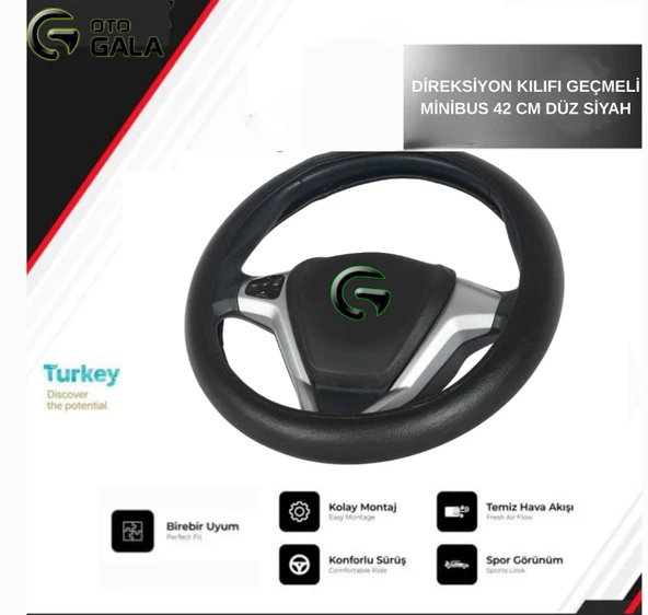 DİREKSİYON KILIFI GEÇMELİ MİNİBUS 42 CM DÜZ SİYAH