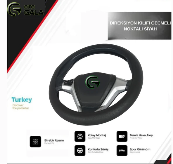 DİREKSİYON KILIFI GEÇMELİ MİNİBUS 42 CM NOKTALI SİYAH