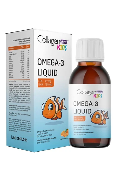 Collagen Forte Platinum Kids Omega-3 Liquid & Multivitamin Complex 150ml Portakal Aromalı Sıvı Balık Yağı