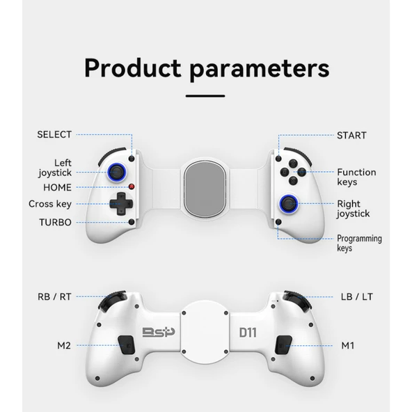 Ozmik BSP D11 Gamepad tetik Soğutma Oyun Denetleyicisi joystick PS Android IOS Beyaz - 8
