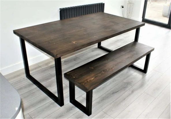 KUZELA  Metal Ahşap Yemek Masası - 3