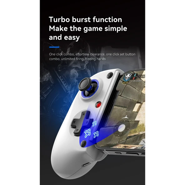 Ozmik BSP D11 Gamepad tetik Soğutma Oyun Denetleyicisi joystick PS Android IOS Beyaz - 7