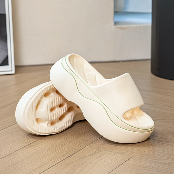 Kadın Platform Terlik - Kalın Tabanlı - Yüksek Topuklu (Beyaz) - Resim 5