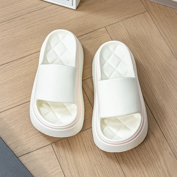 Kadın Platform Terlik - Kalın Tabanlı - Yüksek Topuklu (Beyaz) - Resim 7