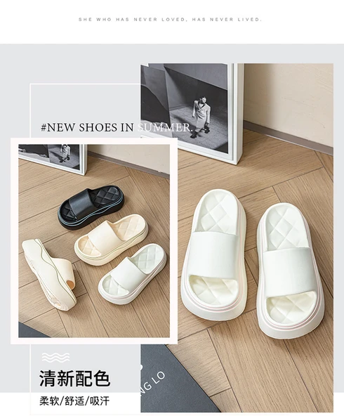 Kadın Platform Terlik - Kalın Tabanlı - Yüksek Topuklu (Beyaz) - Resim 11