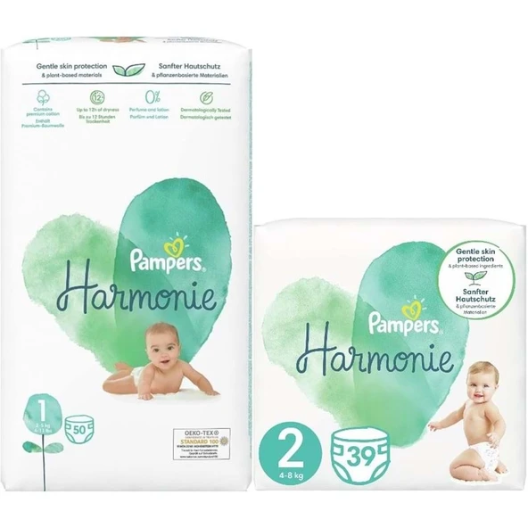 Prima Pampers Harmonie Bebek Bezi Beden:1 (2-5KG) Yenidoğan 50 Adet + Beden:2 (4-8KG) Mini 39 Adet ürün görseli 1