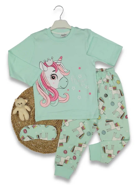 UNICORN BASKILI KIZ PİJAMA TAKIMI
