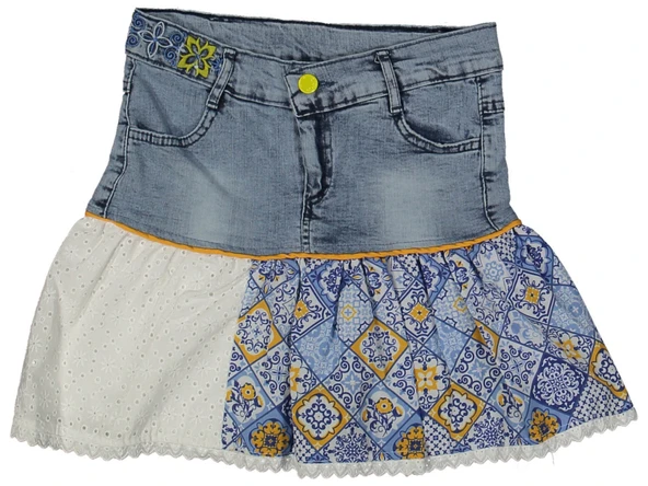 ETNİK DESEN JEANS ETEK